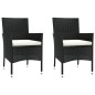 vidaXL 3-tlg. Garten-Bistro-Set mit Kissen Schwarz Poly Rattan vidaXL 3-tlg. Garten-Bistro-Set mit Kissen Schwarz Poly Rattan