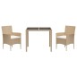 vidaXL 3-tlg. Garten-Essgruppe mit Kissen Beige Poly Rattan vidaXL 3-tlg. Garten-Essgruppe mit Kissen Beige Poly Rattan