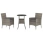 vidaXL 3-tlg. Garten-Bistro-Set mit Kissen Grau Poly Rattan vidaXL 3-tlg. Garten-Bistro-Set mit Kissen Grau Poly Rattan