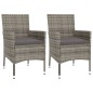 vidaXL 3-tlg. Garten-Bistro-Set mit Kissen Grau Poly Rattan vidaXL 3-tlg. Garten-Bistro-Set mit Kissen Grau Poly Rattan
