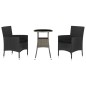 vidaXL 3-tlg. Garten-Bistro-Set mit Kissen Schwarz Poly Rattan vidaXL 3-tlg. Garten-Bistro-Set mit Kissen Schwarz Poly Rattan