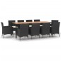 vidaXL 11-tlg. Garten-Essgruppe mit Kissen Schwarz Poly Rattan vidaXL 11-tlg. Garten-Essgruppe mit Kissen Schwarz Poly Rattan