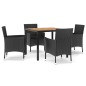 vidaXL 5-tlg. Garten-Essgruppe mit Kissen Schwarz Poly Rattan vidaXL 5-tlg. Garten-Essgruppe mit Kissen Schwarz Poly Rattan
