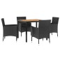 vidaXL 5-tlg. Garten-Essgruppe mit Kissen Schwarz Poly Rattan vidaXL 5-tlg. Garten-Essgruppe mit Kissen Schwarz Poly Rattan