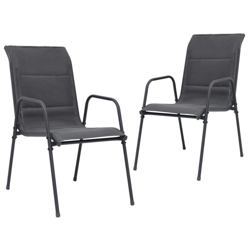 vidaXL Stapelbare Gartenstühle 2 Stk. Stahl und Textiline Anthrazit vidaXL Stapelbare Gartenstühle 2 Stk. Stahl und Textiline Anthrazit