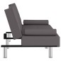 vidaXL Schlafsofa mit Getränkehaltern Grau Kunstleder vidaXL Schlafsofa mit Getränkehaltern Grau Kunstleder