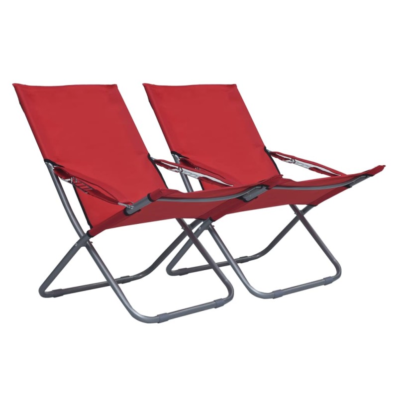 vidaXL Klappbare Strandstühle 2 Stk. Stoff Rot vidaXL Klappbare Strandstühle 2 Stk. Stoff Rot