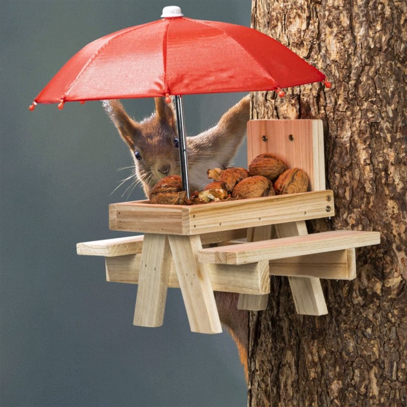 HI Eichhörnchen-Futterspender mit Regenschirm Beige HI Eichhörnchen-Futterspender mit Regenschirm Beige