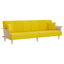 vidaXL Schlafsofa mit Armlehnen Hellgelb Stoff