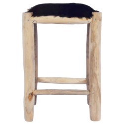 vidaXL Barhocker Echtes Ziegenfell und Teak Massivholz 