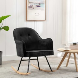 vidaXL Schaukelstuhl Schwarz Samt