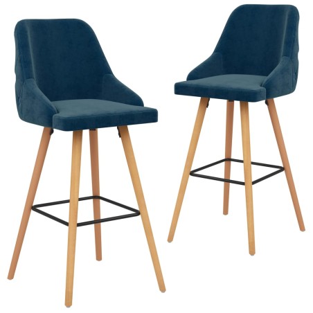 vidaXL Barhocker 2 Stk. Blau Samt 