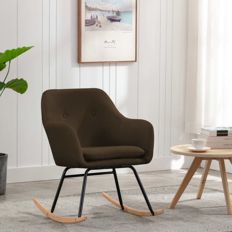 vidaXL Schaukelstuhl Braun Stoff vidaXL Schaukelstuhl Braun Stoff