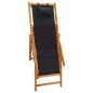 vidaXL Klappbarer Strandstuhl Eukalyptus Massivholz und Stoff Schwarz vidaXL Klappbarer Strandstuhl Eukalyptus Massivholz und Stoff Schwarz