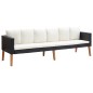 vidaXL 3-Sitzer-Gartensofa mit Auflagen Poly Rattan Schwarz vidaXL 3-Sitzer-Gartensofa mit Auflagen Poly Rattan Schwarz