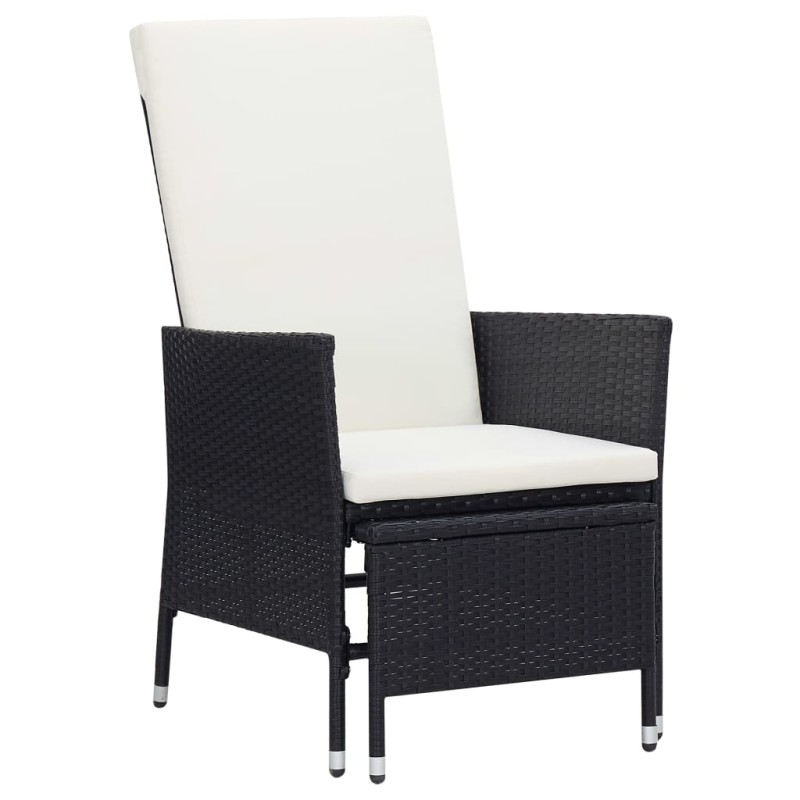 vidaXL Garten-Liegestuhl mit Auflagen Poly Rattan Schwarz vidaXL Garten-Liegestuhl mit Auflagen Poly Rattan Schwarz