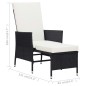 vidaXL Garten-Liegestuhl mit Auflagen Poly Rattan Schwarz vidaXL Garten-Liegestuhl mit Auflagen Poly Rattan Schwarz