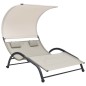 vidaXL Doppel-Sonnenliege mit Sonnendach Textilene Creme vidaXL Doppel-Sonnenliege mit Sonnendach Textilene Creme