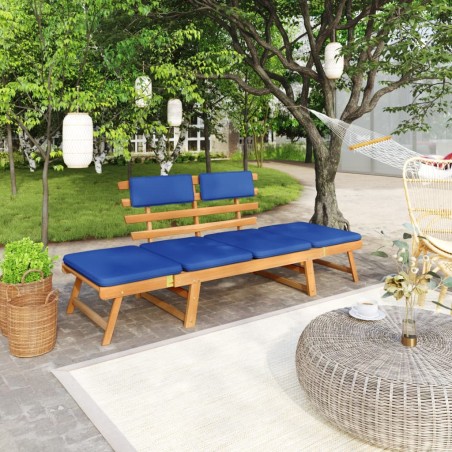 vidaXL Gartenbank mit Auflagen 2-in-1 190 cm Massivholz Akazie