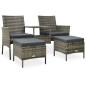 vidaXL 2-Sitzer-Gartensofa mit Teetisch und Hocker Poly Rattan Grau vidaXL 2-Sitzer-Gartensofa mit Teetisch und Hocker Poly Rattan Grau