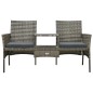 vidaXL 2-Sitzer-Gartensofa mit Teetisch und Hocker Poly Rattan Grau vidaXL 2-Sitzer-Gartensofa mit Teetisch und Hocker Poly Rattan Grau
