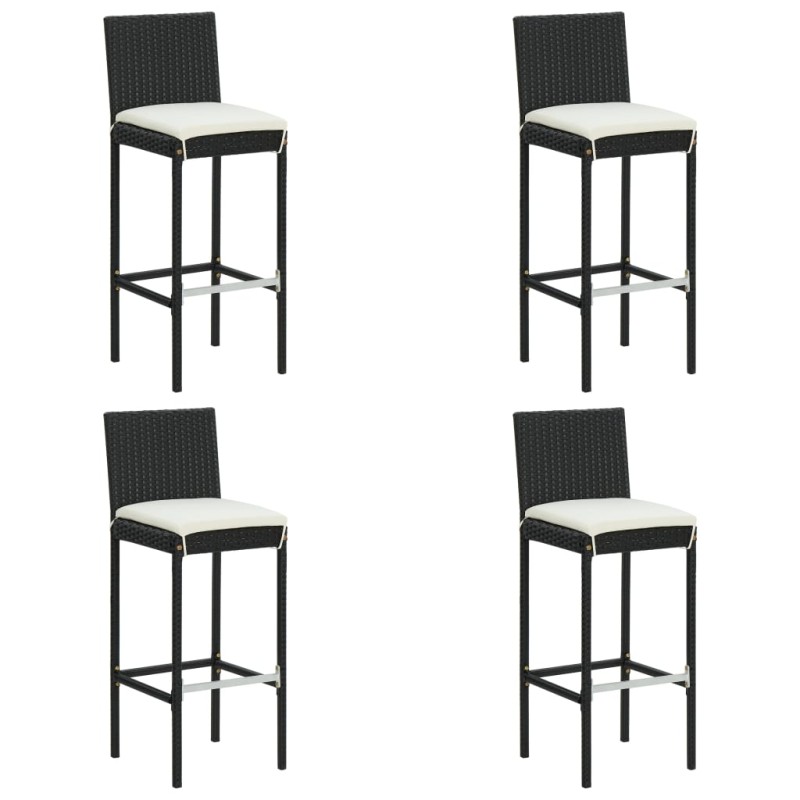 vidaXL Garten-Barhocker mit Kissen 4 Stk. Schwarz Poly Rattan vidaXL Garten-Barhocker mit Kissen 4 Stk. Schwarz Poly Rattan