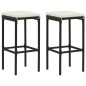 vidaXL Barhocker mit Kissen 2 Stk. Schwarz Poly Rattan vidaXL Barhocker mit Kissen 2 Stk. Schwarz Poly Rattan