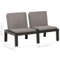 vidaXL Garten-Lounge-Bank mit Auflagen Kunststoff Grau vidaXL Garten-Lounge-Bank mit Auflagen Kunststoff Grau