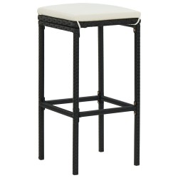 vidaXL Barhocker mit Kissen 6 Stk. Schwarz Poly Rattan