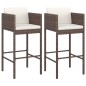 vidaXL Barhocker 2 Stk. mit Kissen Braun Poly Rattan vidaXL Barhocker 2 Stk. mit Kissen Braun Poly Rattan