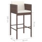 vidaXL Barhocker 2 Stk. mit Kissen Braun Poly Rattan vidaXL Barhocker 2 Stk. mit Kissen Braun Poly Rattan