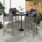 vidaXL Barhocker 4 Stk. mit Kissen Grau Poly Rattan vidaXL Barhocker 4 Stk. mit Kissen Grau Poly Rattan