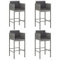 vidaXL Barhocker 4 Stk. mit Kissen Grau Poly Rattan vidaXL Barhocker 4 Stk. mit Kissen Grau Poly Rattan