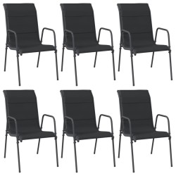 vidaXL Gartenstühle 6 Stk. Stahl und Textilene Schwarz