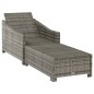 vidaXL Sonnenliege mit Dunkelgrauer Auflage Poly Rattan Grau vidaXL Sonnenliege mit Dunkelgrauer Auflage Poly Rattan Grau