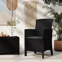 vidaXL Gartenstuhl mit Kissen PP Rattan Graphitgrau
