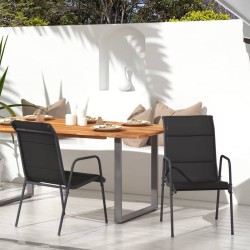 vidaXL Gartenstühle 2 Stk. Stahl und Textilene Schwarz