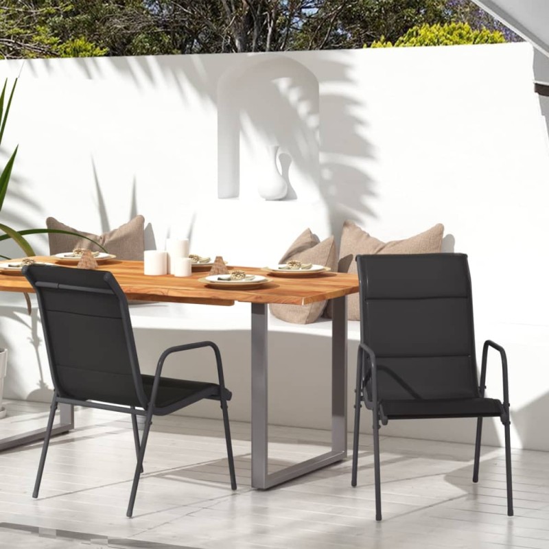 vidaXL Gartenstühle 2 Stk. Stahl und Textilene Schwarz vidaXL Gartenstühle 2 Stk. Stahl und Textilene Schwarz