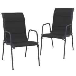 vidaXL Gartenstühle 2 Stk. Stahl und Textilene Schwarz