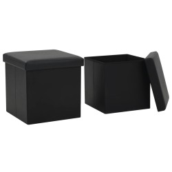 vidaXL Hocker mit Stauraum 2 Stk. Schwarz Kunstleder 
