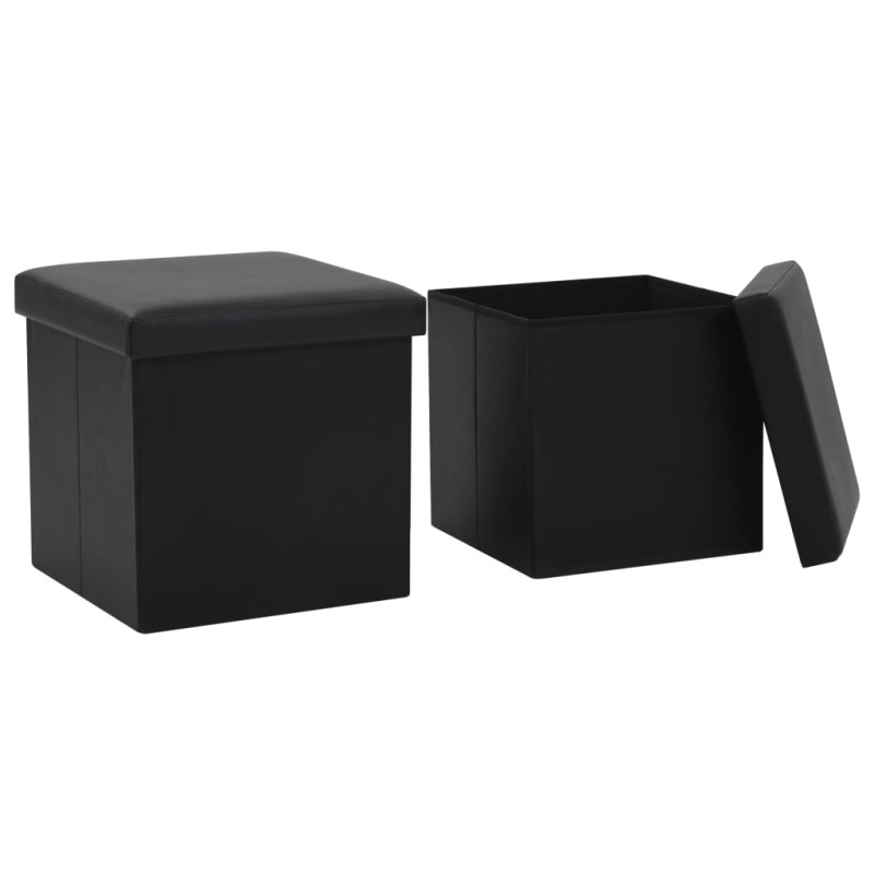 vidaXL Hocker mit Stauraum 2 Stk. Schwarz Kunstleder vidaXL Hocker mit Stauraum 2 Stk. Schwarz Kunstleder