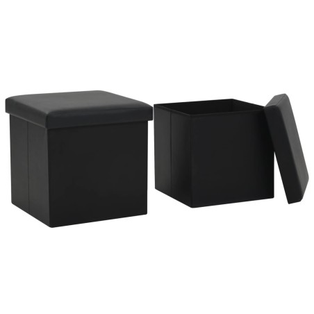 vidaXL Hocker mit Stauraum 2 Stk. Schwarz Kunstleder 