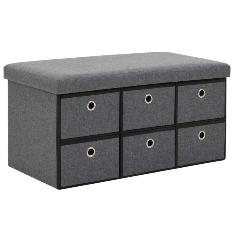 vidaXL Faltbare Sitzbank Leinenoptik 76×38×38 cm Dunkelgrau vidaXL Faltbare Sitzbank Leinenoptik 76×38×38 cm Dunkelgrau