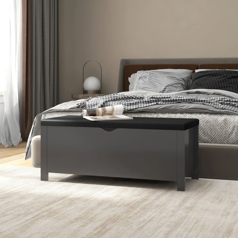 vidaXL Sitzbank mit Stauraum und Kissen Grau 105x40x45cm Holzwerkstoff vidaXL Sitzbank mit Stauraum und Kissen Grau 105x40x45cm Holzwerkstoff