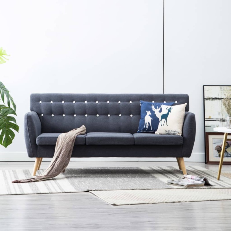vidaXL 3-Sitzer-Sofa Stoff 172x70x82 cm Dunkelgrau vidaXL 3-Sitzer-Sofa Stoff 172x70x82 cm Dunkelgrau