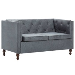 vidaXL Chesterfield-Sofa 2-Sitzer Stoffpolsterung Grau