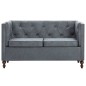 vidaXL Chesterfield-Sofa 2-Sitzer Stoffpolsterung Grau vidaXL Chesterfield-Sofa 2-Sitzer Stoffpolsterung Grau