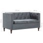 vidaXL Chesterfield-Sofa 2-Sitzer Stoffpolsterung Grau vidaXL Chesterfield-Sofa 2-Sitzer Stoffpolsterung Grau