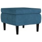 vidaXL Hocker mit Holzbeinen Blau Samt vidaXL Hocker mit Holzbeinen Blau Samt