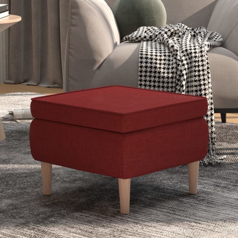 vidaXL Hocker mit Holzbeinen Weinrot Stoff vidaXL Hocker mit Holzbeinen Weinrot Stoff